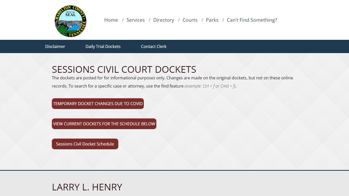 Sessions Civil Court Dockets - Hamilton County, Tennessee